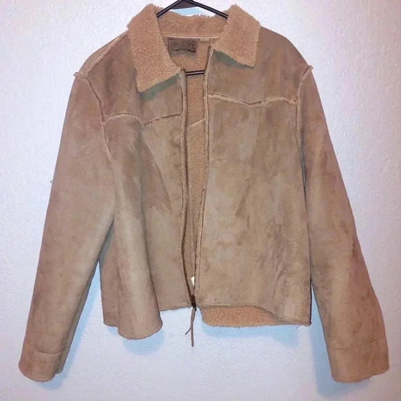 Roughneck Faux Suede Shearling Western Coat Size Large - Picture 3 of 8